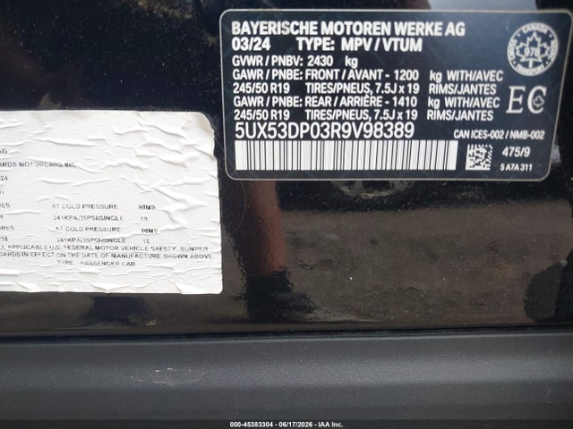 5UX53DP03R9V98389 BMW X3 Xdrive30i