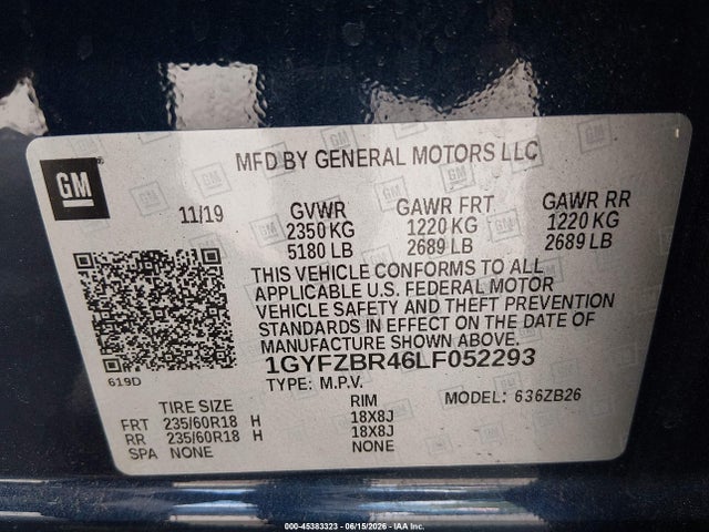 Auction sale of the 2020 Cadillac Xt4 Awd Luxury, vin: 1GYFZBR46LF052293, lot number: 45383323
