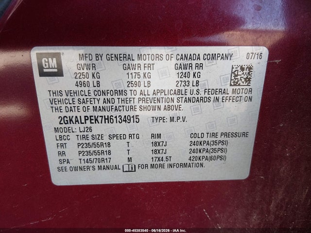 GMC Terrain Slt 2017 2GKALPEK7H6134915 Image 9