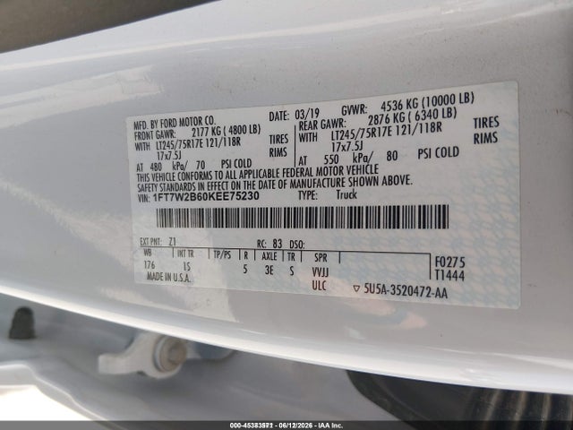 Ford F-250 Xl 2019 1FT7W2B60KEE75230 Image 9