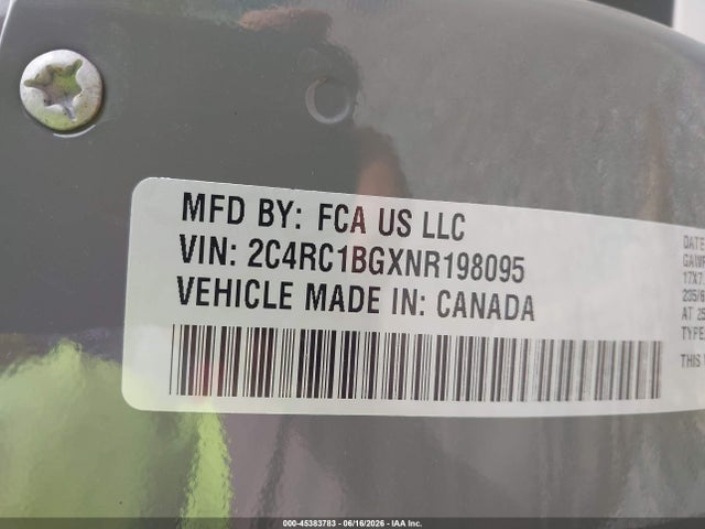Продаж на аукціоні авто 2022 Chrysler Pacifica Touring L, vin: 2C4RC1BGXNR198095, номер лоту: 45383783