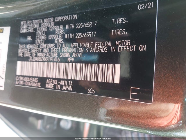Продажа на аукционе авто 2021 Lexus Nx 300, vin: JTJDARBZXM2191416, номер лота: 45383794