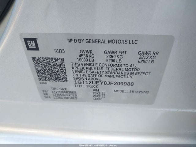 GMC Sierra 2500hd Denali 2018 1GT12UEY8JF209988 Image 9