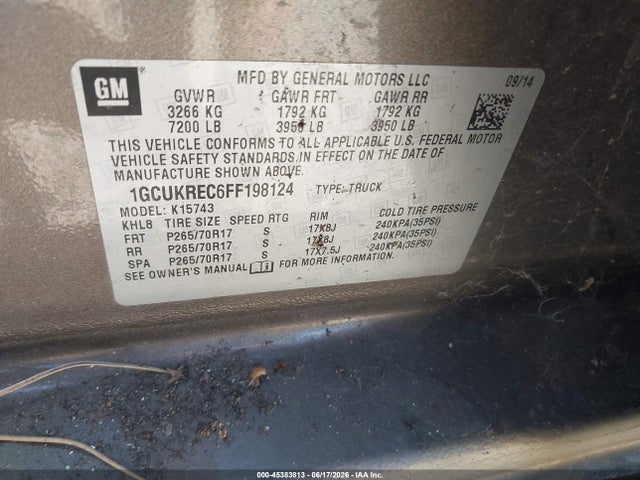 Chevrolet Silverado 1500 1lt 2015 1GCUKREC6FF198124 Image 9