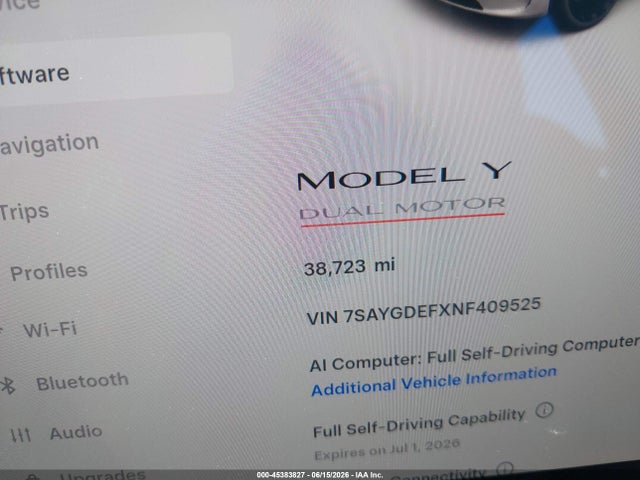 Продажа на аукционе авто 2022 Tesla Model Y Performance Dual Motor All-wheel Drive, vin: 7SAYGDEFXNF409525, номер лота: 45383827