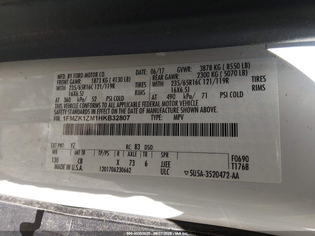 1FMZK1ZM1HKB32807 Ford Transit-150 Xl