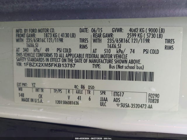 Ford Transit-350 Xlt 2015 1FBZX2XM5FKB13757 Image 9