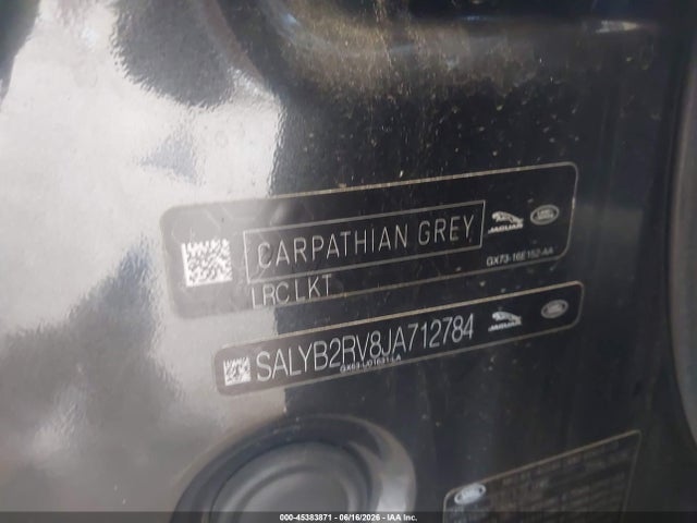45383871 :رقم المزاد ، SALYB2RV8JA712784 vin ، 2018 Land Rover Range Rover Velar P380 S مزاد بيع