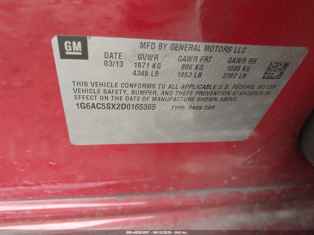 Продажа на аукционе авто 2013 Cadillac Ats Performance, vin: 1G6AC5SX2D0165365, номер лота: 45383897