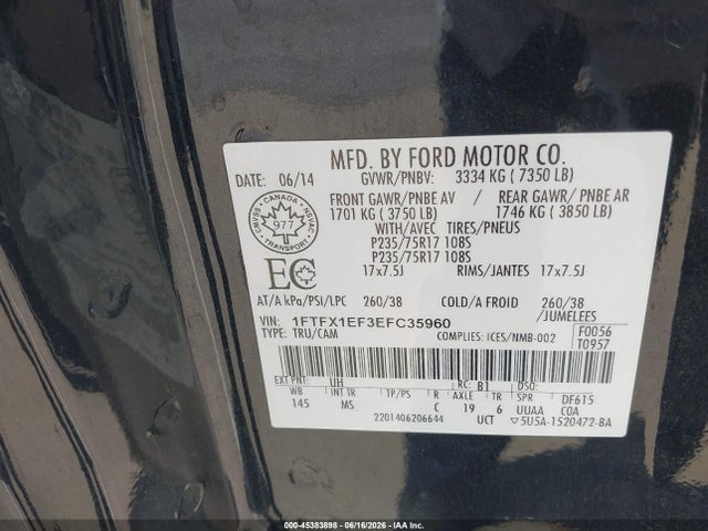 Ford F-150 Xlt 2014 1FTFX1EF3EFC35960 Image 9