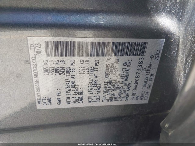 2023 Nissan Rogue S Fwd მანქანა იყიდება აუქციონზე, vin: 5N1BT3AA3PC873383, აუქციონის ნომერი: 45383905