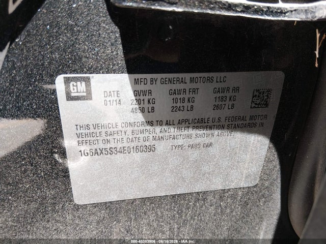 Aukcja sprzedaży 2014 Cadillac Cts Luxury, vin: 1G6AX5S34E0160395, numer aukcji: 45383906
