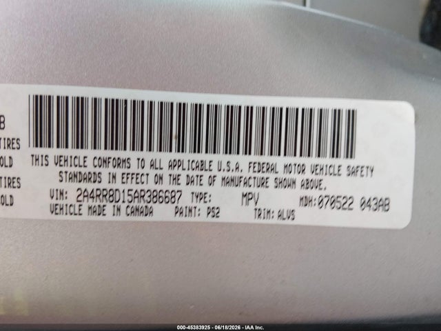 Aukcja sprzedaży 2010 Chrysler Town & Country Touring Plus, vin: 2A4RR8D15AR386687, numer aukcji: 45383925