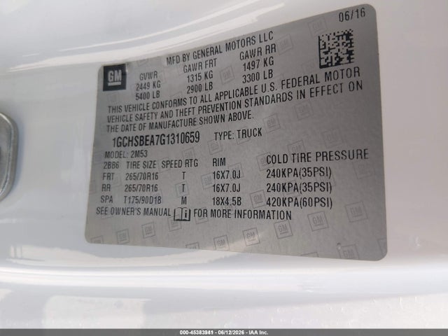 Chevrolet Colorado Wt 2016 1GCHSBEA7G1310659 Image 9