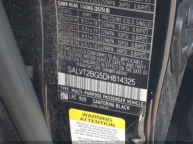 2013 Land Rover Range Rover Evoque Pure მანქანა იყიდება აუქციონზე, vin: SALVT2BG5DH814325, აუქციონის ნომერი: 45383985