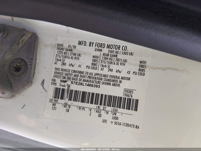 2020 Ford Transit Connect Xl მანქანა იყიდება აუქციონზე, vin: NM0LS7E28L1466393, აუქციონის ნომერი: 45384045