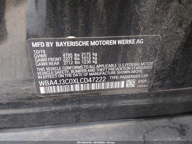 Продажа на аукционе авто 2020 Bmw 430i Gran Coupe Xdrive, vin: WBA4J3C0XLCD47222, номер лота: 45384108