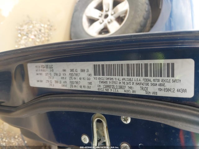 45384137 :رقم المزاد ، 1C6RR6FG5LS138637 vin ، 2020 Ram 1500 Classic Tradesman  4x2 6'4 Box مزاد بيع