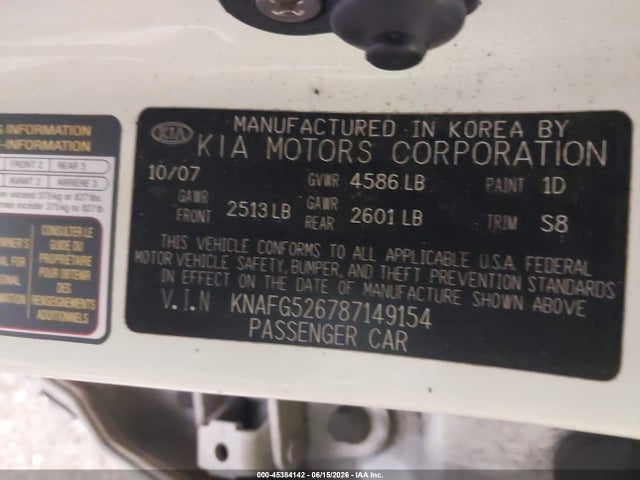 Продажа на аукционе авто 2008 Kia Rondo Lx V6, vin: KNAFG526787149154, номер лота: 45384142