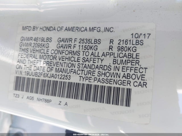 Acura TLX 2018 19UUB2F6XJA012253 Image 9