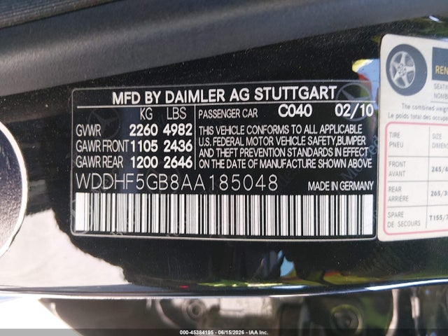 Aukcja sprzedaży 2010 Mercedes-benz E 350, vin: WDDHF5GB8AA185048, numer aukcji: 45384195