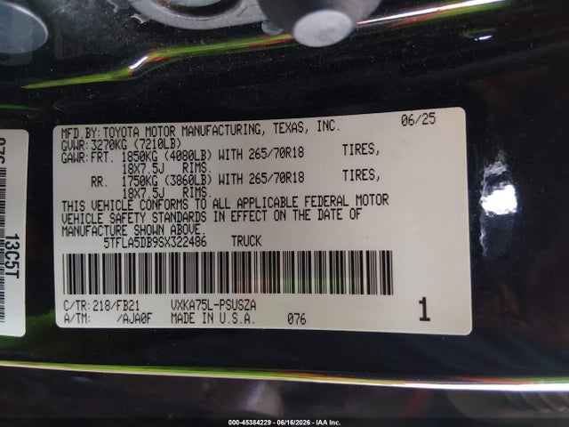5TFLA5DB9SX322486 Toyota Tundra Sr5