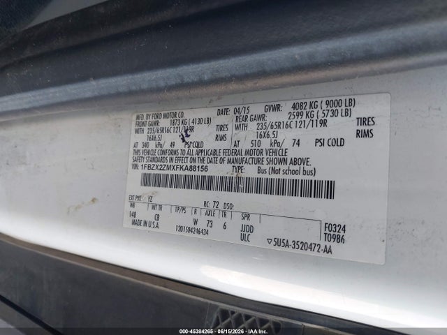 Ford Transit-350 Xlt 2015 1FBZX2ZMXFKA88156 Image 9