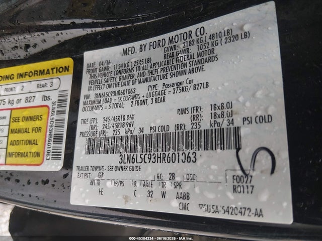 Lincoln MKZ SELECT 2017 3LN6L5C93HR601063 Image 9