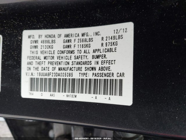Продаж на аукціоні авто 2013 Acura Tl 3.5, vin: 19UUA8F23DA005085, номер лоту: 45384361