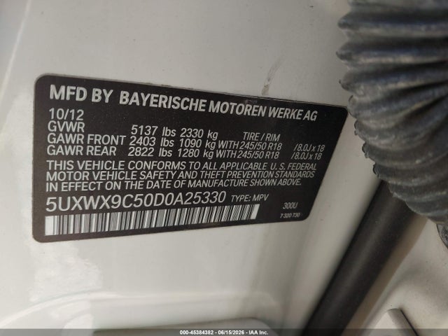 Aukcja sprzedaży 2013 Bmw X3 Xdrive28i, vin: 5UXWX9C50D0A25330, numer aukcji: 45384382
