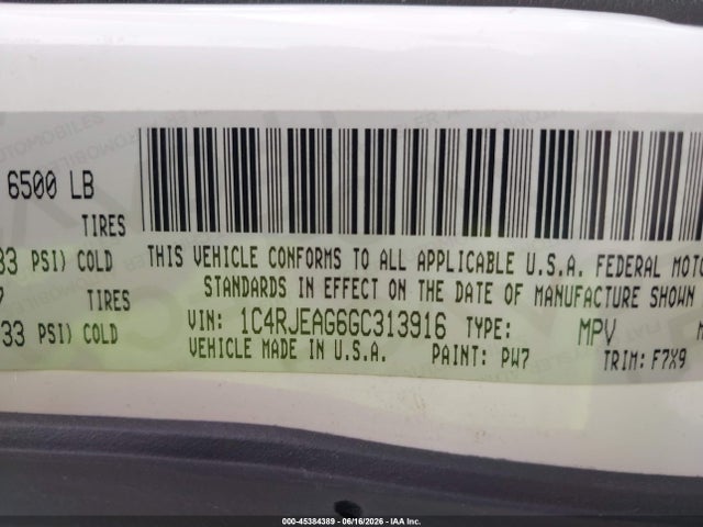 Aukcja sprzedaży 2016 Jeep Grand Cherokee Laredo, vin: 1C4RJEAG6GC313916, numer aukcji: 45384389