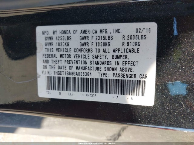 1HGCT1B68GA008364 Honda Accord Ex-l