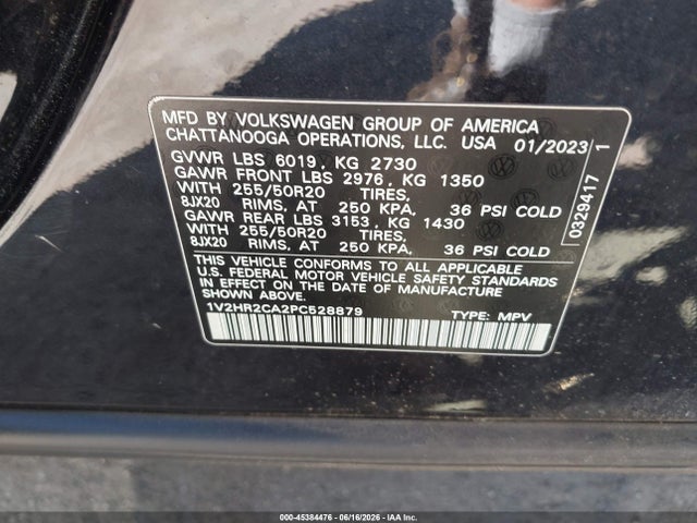 2023 Volkswagen Atlas 3.6l V6 Se W/technology მანქანა იყიდება აუქციონზე, vin: 1V2HR2CA2PC528879, აუქციონის ნომერი: 45384476