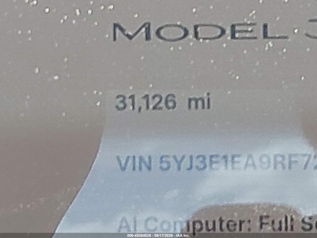 Aukcja sprzedaży 2024 Tesla Model 3 Long Range Dual Motor All-wheel Drive/rear-wheel Drive, vin: 5YJ3E1EA9RF725231, numer aukcji: 45384528
