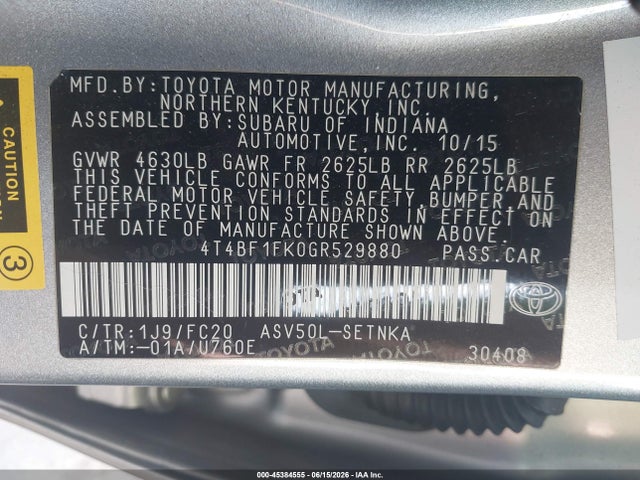 Toyota CAMRY LE 2016 4T4BF1FK0GR529880 Image 9