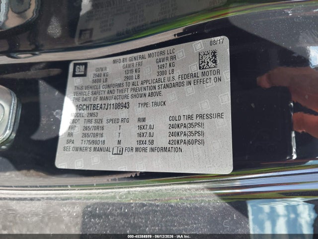 1GCHTBEA7J1108943 Chevrolet Colorado 4wd Work Truck