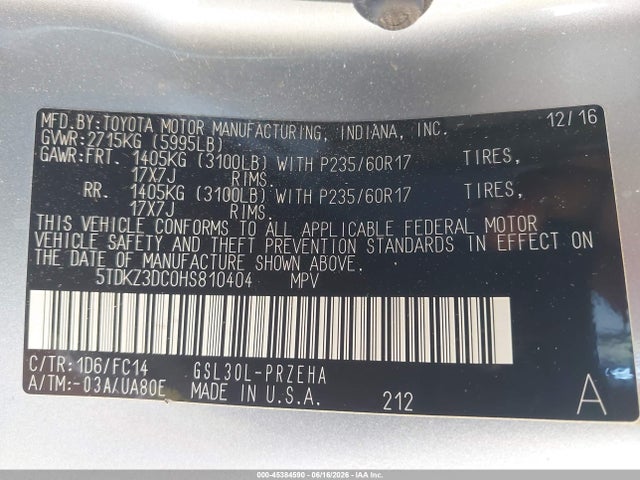 Toyota Sienna Le 8 Passenger 2017 5TDKZ3DC0HS810404 Image 9
