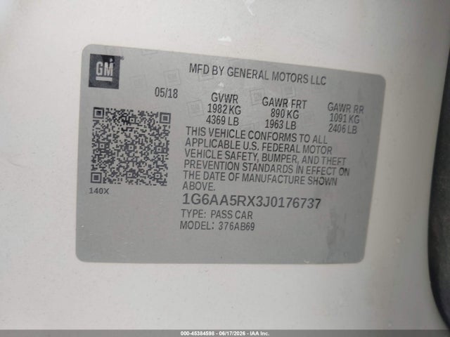 Aukcja sprzedaży 2018 Cadillac Ats Standard, vin: 1G6AA5RX3J0176737, numer aukcji: 45384598