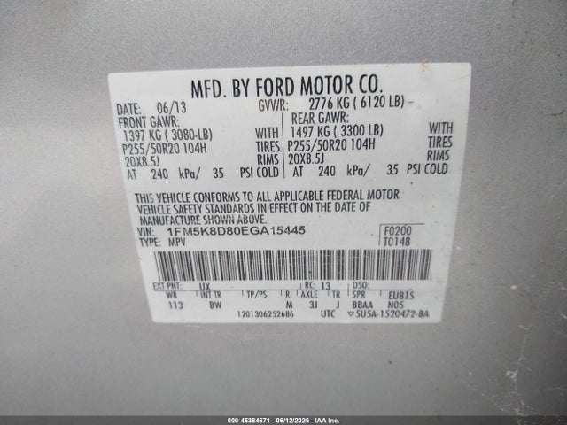 Aukcja sprzedaży 2014 Ford Explorer Xlt, vin: 1FM5K8D80EGA15445, numer aukcji: 45384671