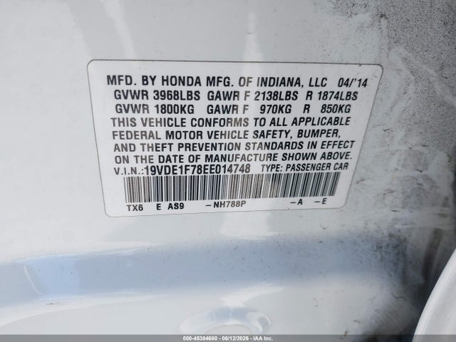 Acura Ilx 2.0l 2014 19VDE1F78EE014748 Image 9