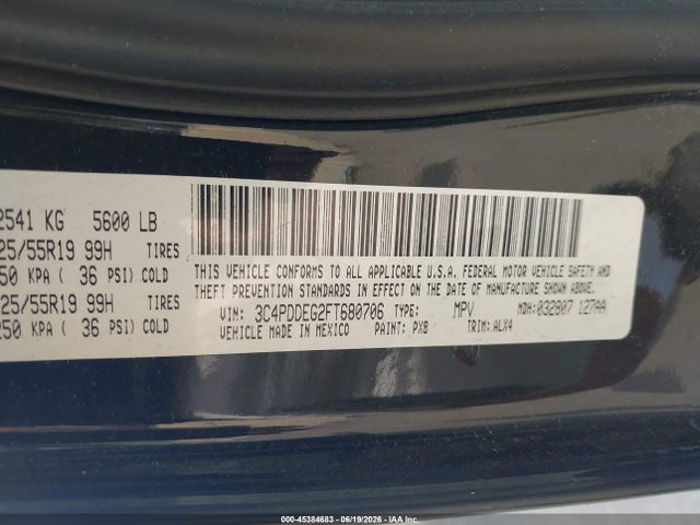 Aukcja sprzedaży 2015 Dodge Journey R/t, vin: 3C4PDDEG2FT680706, numer aukcji: 45384683
