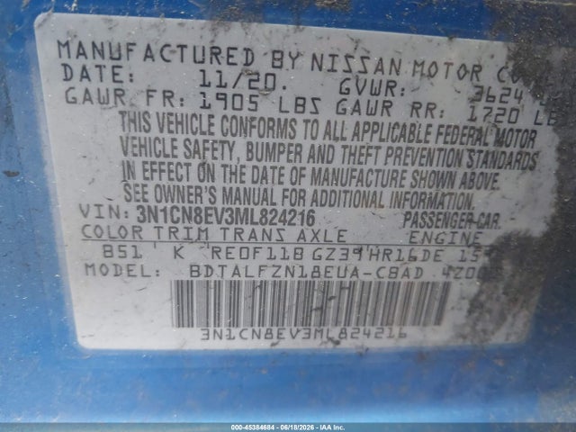 Nissan Versa Sv Xtronic Cvt 2021 3N1CN8EV3ML824216 Image 9