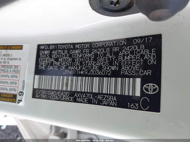 Toyota CAMRY SE 2018 JTNB11HK9J3036072 Image 9