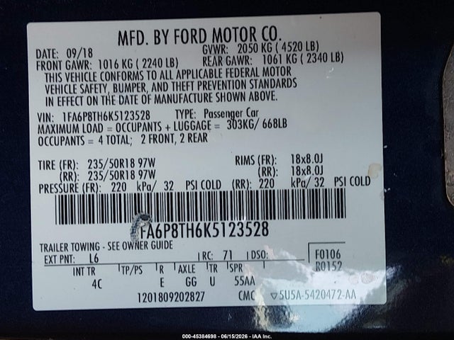 Ford Mustang Ecoboost Premium 2019 1FA6P8TH6K5123528 Image 9