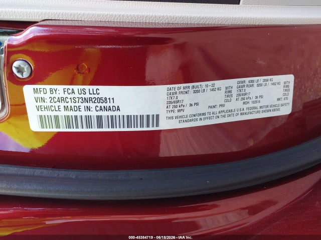 Chrysler Pacifica Hybrid Limited 2022 2C4RC1S73NR205811 Image 9