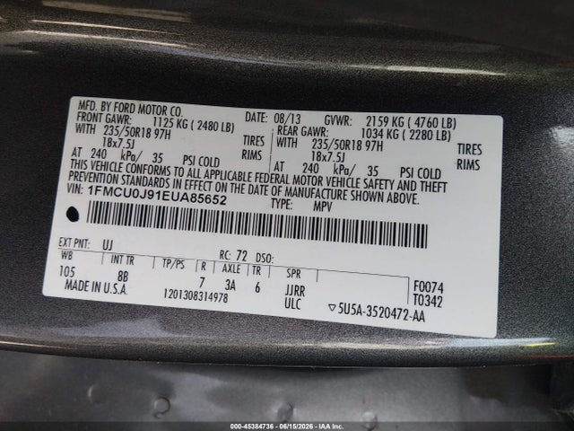 Ford Escape Titanium 2014 1FMCU0J91EUA85652 Image 9
