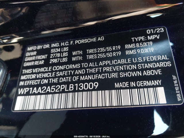 WP1AA2A52PLB13009 Porsche Macan T