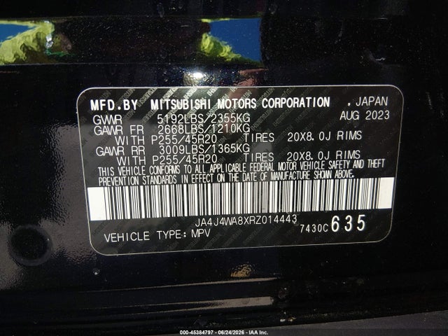 2024 Mitsubishi Outlander Sel 2.5 S-awc მანქანა იყიდება აუქციონზე, vin: JA4J4WA8XRZ014443, აუქციონის ნომერი: 45384797
