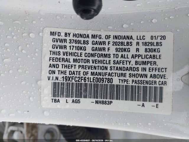 Honda Civic Lx 2020 19XFC2F61LE009780 Image 9