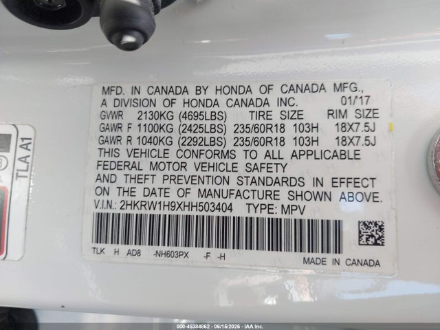 2HKRW1H9XHH503404 Honda Cr-v Touring